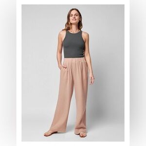 Faherty Dream Cotton Gauze Wide Leg Pant in Peach Size XS